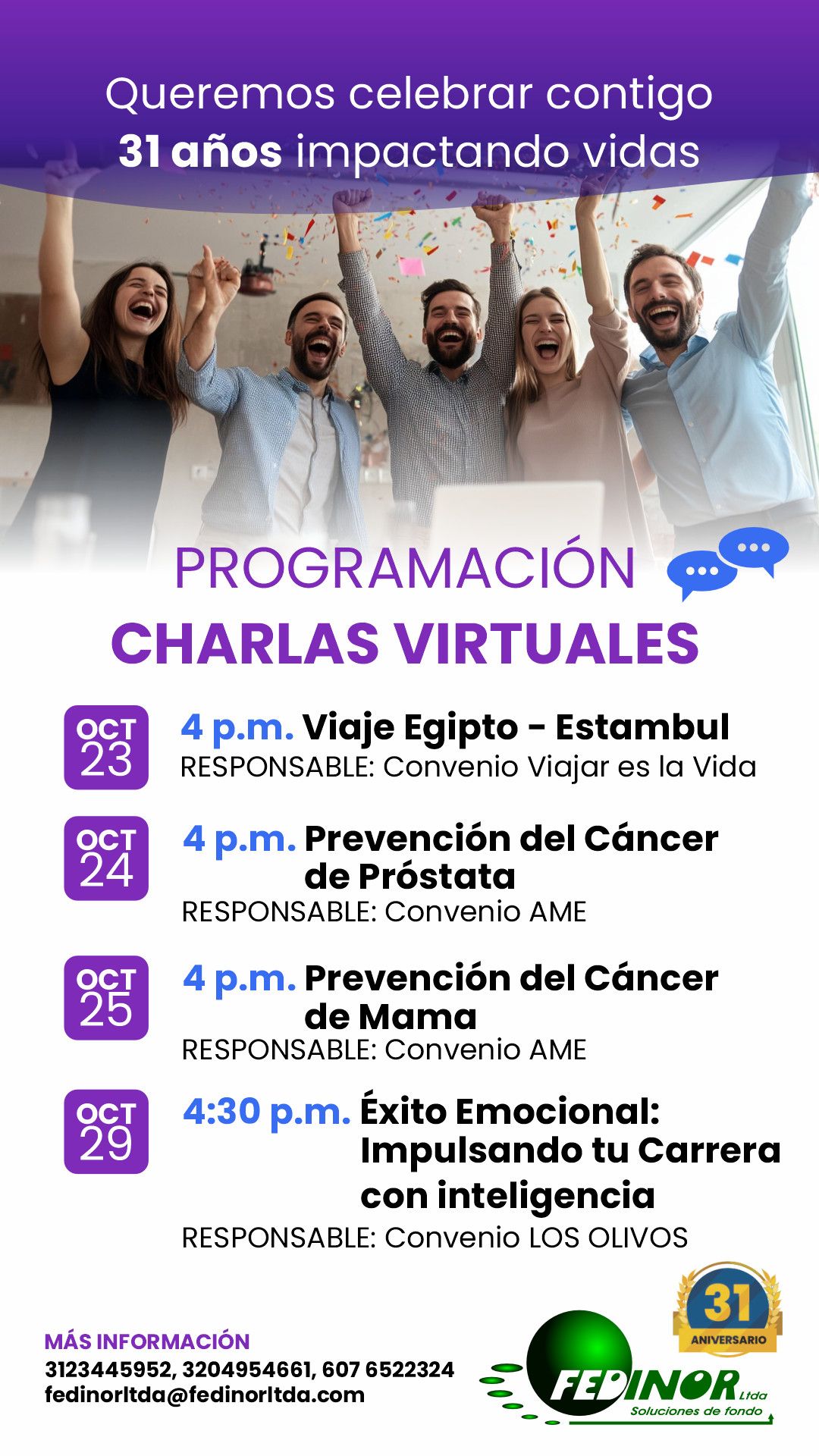 Programación Charlas Virtuales de Octubre 2024